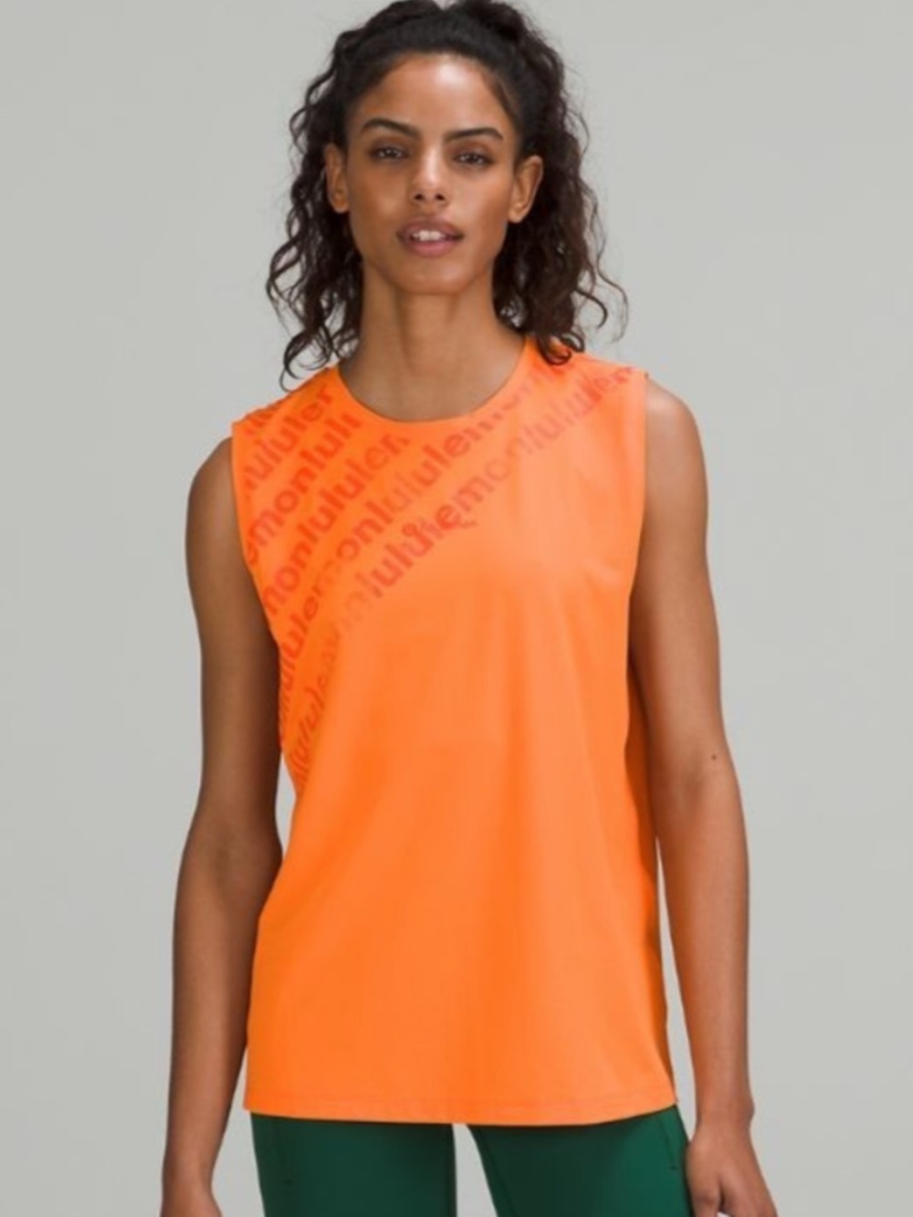 lululemon athletica Women's Bright Orange Sleeveless Workout Tank